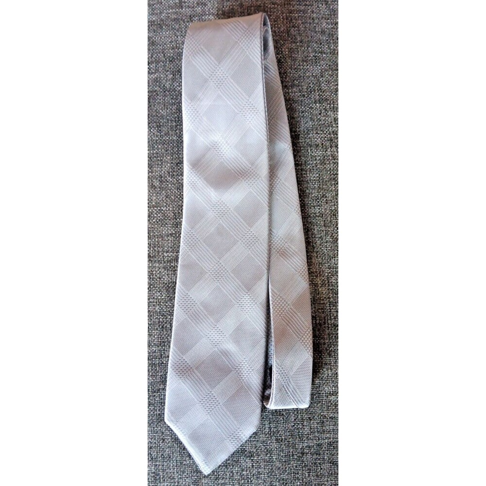 Tie 70s 80s 90s Y2K Mens Steven Land Silver Reversible 3.5 Wide 57 Long